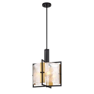 Hayward Three Light Pendant in Matte Black with Warm Brass Accents