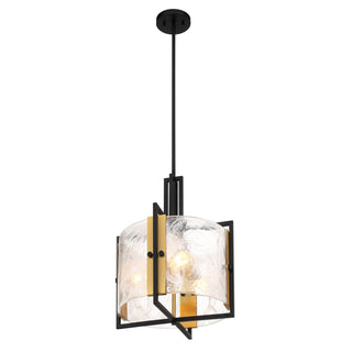 Hayward Three Light Pendant in Matte Black with Warm Brass Accents
