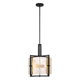 Hayward Three Light Pendant in Matte Black with Warm Brass Accents