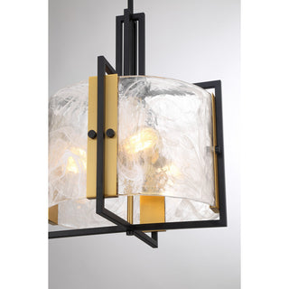 Hayward Three Light Pendant in Matte Black with Warm Brass Accents