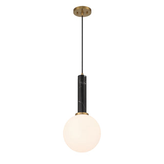 Callaway One Light Pendant in Black Marble with Warm Brass