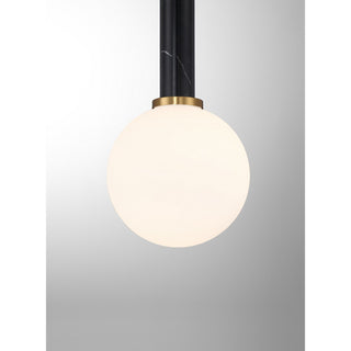 Callaway One Light Pendant in Black Marble with Warm Brass