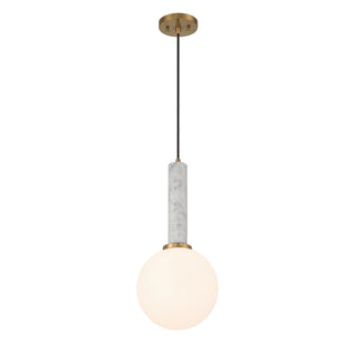 Callaway One Light Pendant in White Marble with Warm Brass