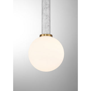 Callaway One Light Pendant in White Marble with Warm Brass