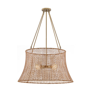 Longleaf Four Light Outdoor Chandelier in Burnished Brass