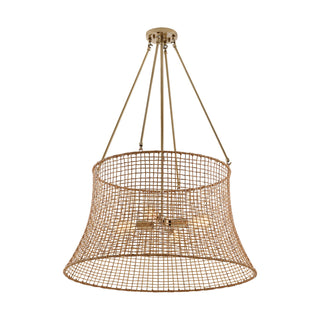 Longleaf Four Light Outdoor Chandelier in Burnished Brass