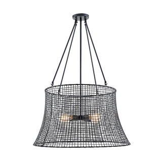 Longleaf Four Light Outdoor Chandelier in Matte Black