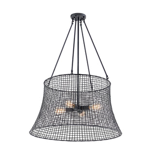 Longleaf Four Light Outdoor Chandelier in Matte Black