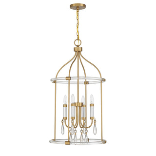 Mayfair Four Light Pendant in Warm Brass and Chrome