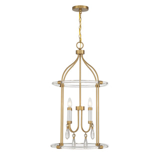 Mayfair Four Light Pendant in Warm Brass and Chrome