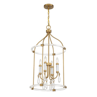Mayfair Four Light Pendant in Warm Brass and Chrome