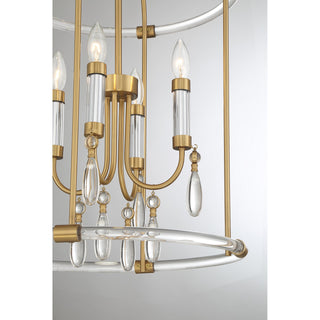 Mayfair Four Light Pendant in Warm Brass and Chrome