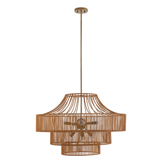 Medlock Eight Light Outdoor Chandelier in Burnished Brass