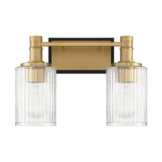 Concord Two Light Bathroom Vanity in Matte Black with Warm Brass