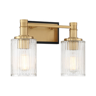 Concord Two Light Bathroom Vanity in Matte Black with Warm Brass