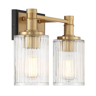 Concord Two Light Bathroom Vanity in Matte Black with Warm Brass