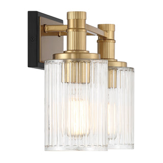 Concord Two Light Bathroom Vanity in Matte Black with Warm Brass