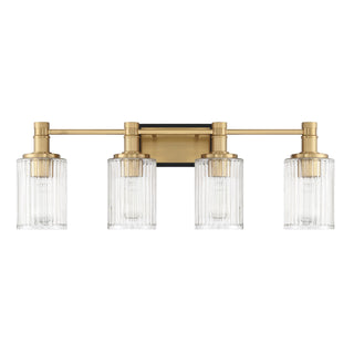 Concord Four Light Bathroom Vanity in Matte Black with Warm Brass
