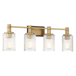 Concord Four Light Bathroom Vanity in Matte Black with Warm Brass