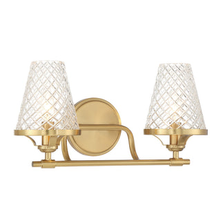 Candler Two Light Bathroom Vanity in Warm Brass