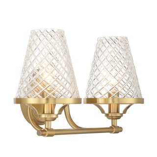 Candler Two Light Bathroom Vanity in Warm Brass