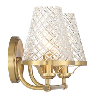Candler Two Light Bathroom Vanity in Warm Brass