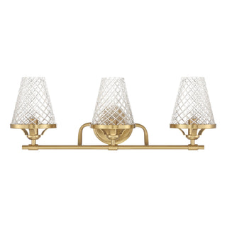 Candler Three Light Bathroom Vanity in Warm Brass