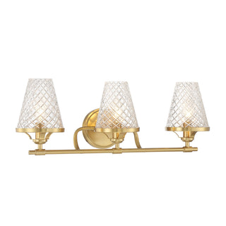 Candler Three Light Bathroom Vanity in Warm Brass