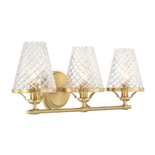 Candler Three Light Bathroom Vanity in Warm Brass