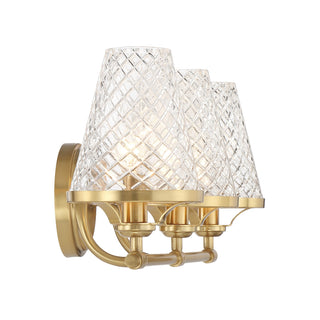Candler Three Light Bathroom Vanity in Warm Brass