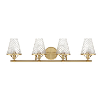 Candler Four Light Bathroom Vanity in Warm Brass