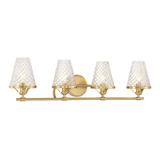 Candler Four Light Bathroom Vanity in Warm Brass