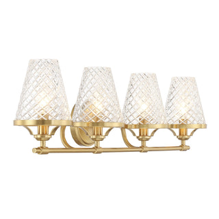 Candler Four Light Bathroom Vanity in Warm Brass