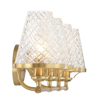 Candler Four Light Bathroom Vanity in Warm Brass