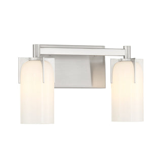 Caldwell Two Light Bathroom Vanity in Satin Nickel