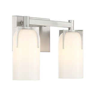 Caldwell Two Light Bathroom Vanity in Satin Nickel