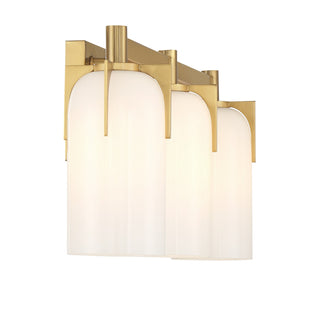 Caldwell Three Light Bathroom Vanity in Warm Brass