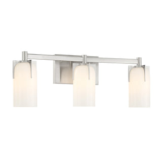 Caldwell Three Light Bathroom Vanity in Satin Nickel