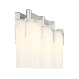 Caldwell Three Light Bathroom Vanity in Satin Nickel