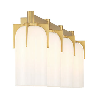 Caldwell Four Light Bathroom Vanity in Warm Brass