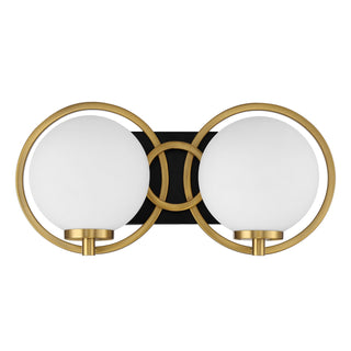 Alhambra Two Light Bathroom Vanity in Matte Black with Warm Brass