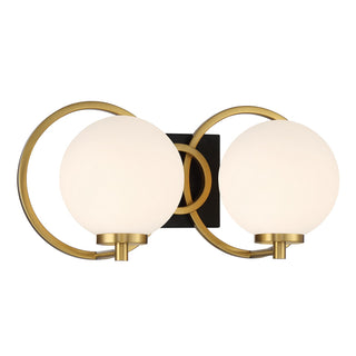 Alhambra Two Light Bathroom Vanity in Matte Black with Warm Brass