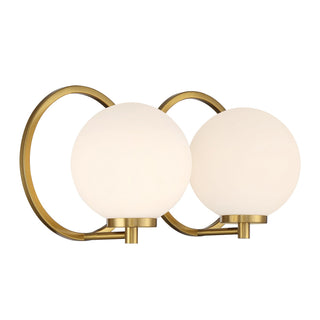 Alhambra Two Light Bathroom Vanity in Matte Black with Warm Brass