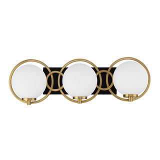 Alhambra Three Light Bathroom Vanity in Matte Black with Warm Brass