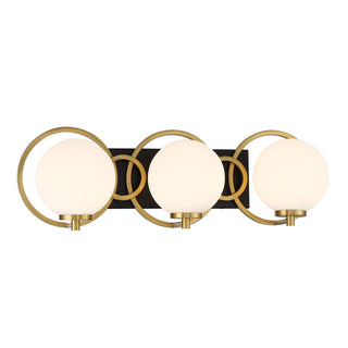 Alhambra Three Light Bathroom Vanity in Matte Black with Warm Brass