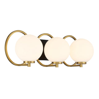 Alhambra Three Light Bathroom Vanity in Matte Black with Warm Brass