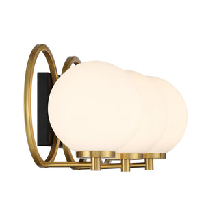 Alhambra Three Light Bathroom Vanity in Matte Black with Warm Brass