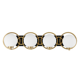 Alhambra Four Light Bathroom Vanity in Matte Black with Warm Brass