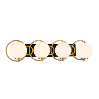 Alhambra Four Light Bathroom Vanity in Matte Black with Warm Brass