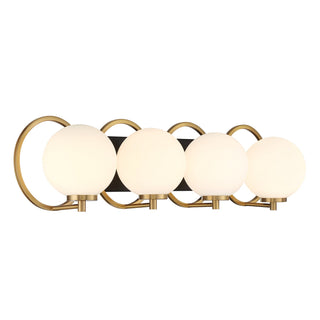 Alhambra Four Light Bathroom Vanity in Matte Black with Warm Brass